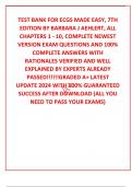 TEST BANK FOR ECGS MADE EASY, 7TH EDITION BY BARBARA J AEHLERT, ALL CHAPTERS 1 - 10, COMPLETE NEWEST VERSION EXAM QUESTIONS AND 100% COMPLETE ANSWERS WITH RATIONALES VERIFIED AND WELL EXPLAINED BY EXPERTS ALREADY PASSED!!!!!!GRADED A+ LATEST UPDATE 2024 W