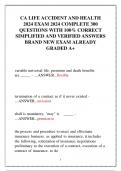 CA LIFE ACCIDENT AND HEALTH  2024 EXAM 2024 COMPLETE 300  QUESTIONS WITH 100% CORRECT SIMPLIFIED AND VERIFIED ANSWERS BRAND NEW EXAM ALREADY  GRADED A+