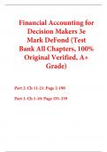 Test Bank For Financial Accounting for Decision Makers 3rd Edition By Mark DeFond (All Chapters, 100% Original Verified, A+ Grade) 