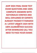 AHIP 2024 FINAL EXAM TEST EXAM QUESTIONS AND 100% COMPLETE ANSWERS WITH RATIONALES VERIFIED AND WELL EXPLAINED BY EXPERTS ALREADY PASSED!!!!!!GRADED A+ LATEST UPDATE 2024 WITH 100% GUARANTEED SUCCESS AFTER DOWNLOAD (ALL YOU NEED TO PASS YOUR EXAMS