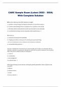 CADC Sample Exam (Latest 2023 – 2024)  With Complete Solution 