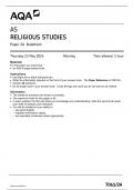 AQA AS RELIGIOUS STUDIES PAPER 2A QUESTION PAPER 2024 (7061/2A: Buddhism)