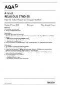 AQA A LEVEL RELIGOUS STUDIES PAPER 2A QUESTION PAPER 2024 ( 7062/2A : Study of Religion and Dialogues: Buddhism)