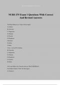 NURS 275 Exam 1 Questions With Correct And Revised Answers