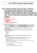 ATI TEAS Practice Test #1 1.	Reading 2.	Mathematics 3.	Science 4.	English and Language use