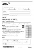 AQA GCSE COMPUTER SCIENCE PAPER 2 QUESTION PAPER 2024 ( 8525/2: Computing concepts)