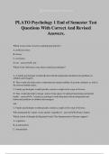 PLATO Psychology 1 End of Semester Test Questions With Correct And Revised Answers.