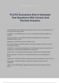 PLATO Economics End of Semester Test Questions With Correct And Revised Answers.