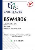 BSW4806 Assignment 3 (DETAILED ANSWERS) 2024 - DISTINCTION GUARANTEED