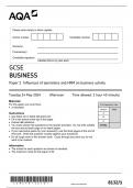 AQA GCSE BUSINESS PAPER 1 QUESTION PAPER 2024 ( 8132/1 : Influences of operations and HRM on business activity)