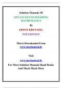 Solution Manuals Of ADVANCED ENGINEERING MATHEMATICS By ERWIN KREYSZIG 9TH EDITION