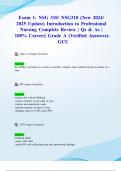 Exam 1: NSG 310/ NSG310 (New 2024/ 2025 Updates STUDY BUNDLE WITH COMPLETE SOLUTIONS) Introduction to Professional Nursing | Qs & As | 100% Correct| Grade A (Verified Answers)- GCU