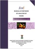 Solution MANUAL OF METHODS OF ANALYSIS OF  PESTICIDE RESIDUE IN FOODS 100% Complete and Verified