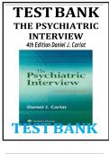 Test Bank - for The Psychiatric Interview Fifth Edition( Author: DANIEL J. CARLAT, 2024) Latest Edition|| All Chapters