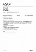 AQA A-Level BENGALI Paper 2  Writing Set texts and films (7637/2) June 2024