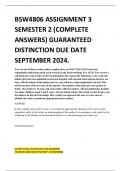 BSW4806 ASSIGNMENT 3 SEMESTER 2 (COMPLETE ANSWERS) GUARANTEED DISTINCTION DUE DATE SEPTEMBER 2024.