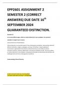 EPP2601 ASSIGNMENT 2 SEMESTER 2 (CORRECT ANSWERS) DUE DATE 16th SEPTEMBER 2024 GUARANTEED DISTINCTION.