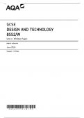 AQA GCSE DESIGN AND TECHNOLOGY UNIT 1 MARK SCHEME 2024 ( 8552/W  : Written Paper)