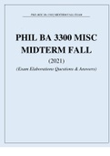 PHIL MISC BA 3300-MIDTERM FALL (2021) EXAM ELABORATIONS QUESTIONS AND ANSWERS