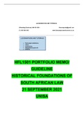 HFL1501 PORTFOLIO MEMO SEPTEMBER 2021 UNISA SUPER SEMESTER 