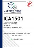 ICA1501 Assignment 5 (DETAILED ANSWERS) 2024 - DISTINCTION GUARANTEED