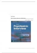 Test Bank - for The Psychiatric Interview Fifth Edition( Author: DANIEL J. CARLAT, 2024) Latest Edition|| All Chapters Graded A+