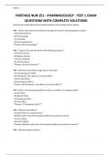 PORTAGE NUR 251 - PHARMACOLOGY - TEST 1 EXAM QUESTIONS WITH COMPLETE SOLUTIONS