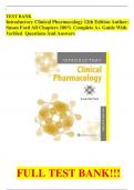 TEST BANK Introductory Clinical Pharmacology 12th Edition Author: Susan Ford All Chapters 100% Complete A+ Guide With Veriﬁed  Questions And Answers