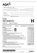 AQA GCSE MATHEMATICS PAPER 3H QUESTION PAPER HIGHER TIER 2024 ( 8300/3H : Calculator )