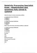 Relativity Processing Specialist Exam – RelativityOne test questions fully solved & updated