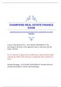 CHAMPIONS REAL ESTATE FINANCE EXAM WITH GUARANTEED ACCURATE ANSWERS