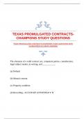 TEXAS PROMULGATED CONTRACTS-CHAMPIONS STUDY QUESTIONS WITH GUARANTEED ACCURATE ANSWERS