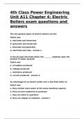 4th Class Power Engineering Unit A11 Chapter 4 Electric Boilers exam questions and answers