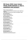 RD Exam 2022 Jean Inman Study Guide Domain 2, Part 1 questions and answers