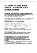 RD EXAM -1 Jean Inman Review Course with 100- correct answers.