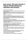 Jean Inman- RD exam Domain 3 Topic B Human Resources questions and answers.