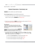 Gizmo Calorimetry Lab_2021 | Ryan Villani Student Exploration: Calorimetry Lab