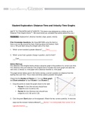 PHYS-1307 6172-21542 - Distance-Time and Velocity-Time Graphs Gizmo