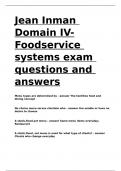 Jean Inman Domain IV-Foodservice systems exam questions and answers