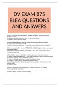 DV EXAM 875 BLEA QUESTIONS AND ANSWERS