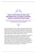 ISACA CERTIFIED IN RISK AND INFORMATION SYSTEMS CONTROL (CRISC) CERTIFICATION EXAM | ACCURATE ANSWERS