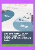 BIO 104 FINAL EXAM QUESTIONS WITH COMPLETE SOLUTIONS 2024!!