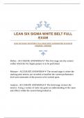 LEAN SIX SIGMA WHITE BELT FULL EXAM WITH GUARANTEED ACCURATE ANSWERS |VERIFIED