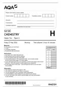 AQA GCSE CHEMISTRY PAPER 1H QUESTION PAPER 2024 ( 8462/1H: Higher Tier)