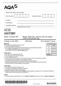 AQA GCSE HISTORY QUESTION PAPER 2 SECTION A/C:2024(8145/2A/C;Britain Migration,empires and the people c790 to the present day).