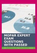 MOPAR EXPERT EXAM QUESTIONS WITH PASSED SOLUTIONS!!