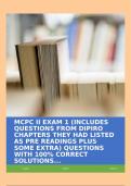 MCPC II EXAM 1 (INCLUDES QUESTIONS FROM DIPIRO CHAPTERS THEY HAD LISTED AS PRE READINGS PLUS SOME EXTRA) QUESTIONS WITH 100% CORRECT SOLUTIONS...