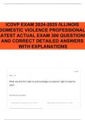 ICDVP EXAM 2024-2025 /ILLINOIS DOMESTIC VIOLENCE PROFESSIONAL LATEST ACTUAL EXAM 300 QUESTIONS AND CORRECT DETAILED ANSWERS WITH EXPLANATIONS