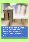 GPHC PRE REG EXAM 1 | 412 QUESTIONS | WITH ALL CORRECT SOLUTIONS GRADED A+