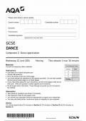 AQA GCSE DANCE COMPONENT 2 2024 (8236/W:Dance appreciation)